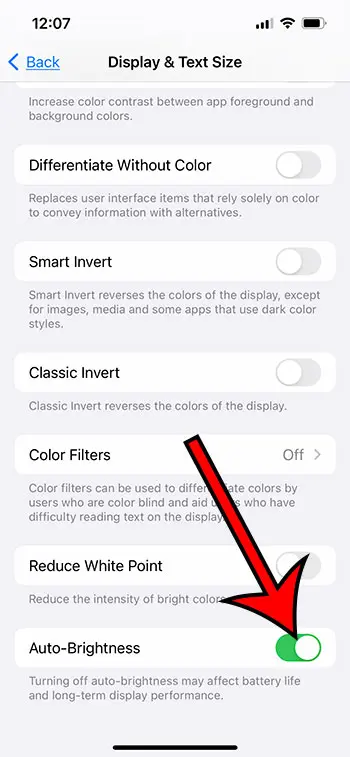 iPhone auto-brightness setting