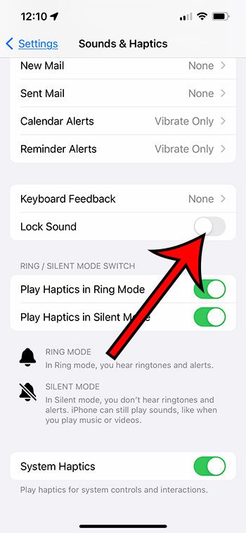 iPhone Lock Sound setting