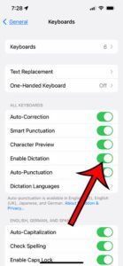 how to enable or disable dictation on iPhone 13