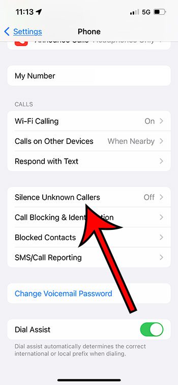 select Silence Unknown Callers