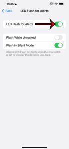 how to enable or disable LED Flash for Alerts on iPhone 14