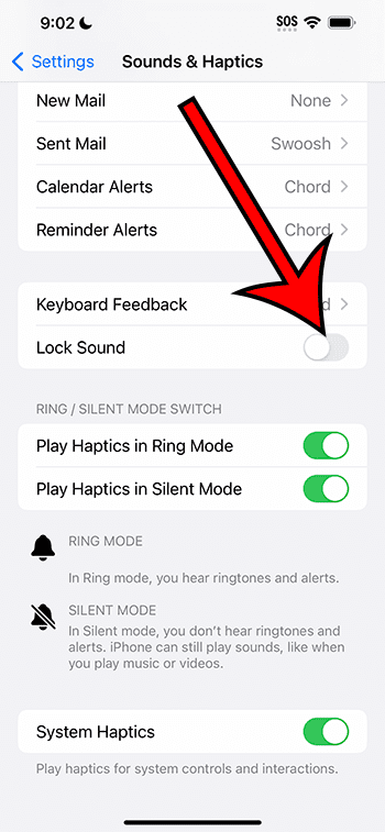 how to turn off lock sound on iPhone 14