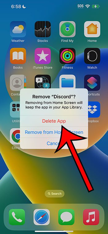 select Delete App