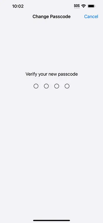 confirm the new passcode