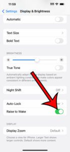 how to enable or disable Raise to Wake on iPhone 14