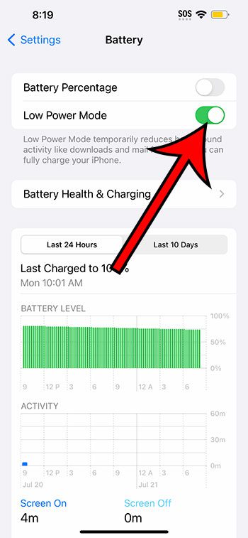 how to enable Low Power Mode on iPhone 14