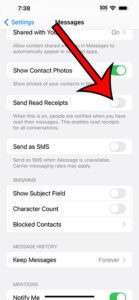 how to turn off read receipts on iPhone 14