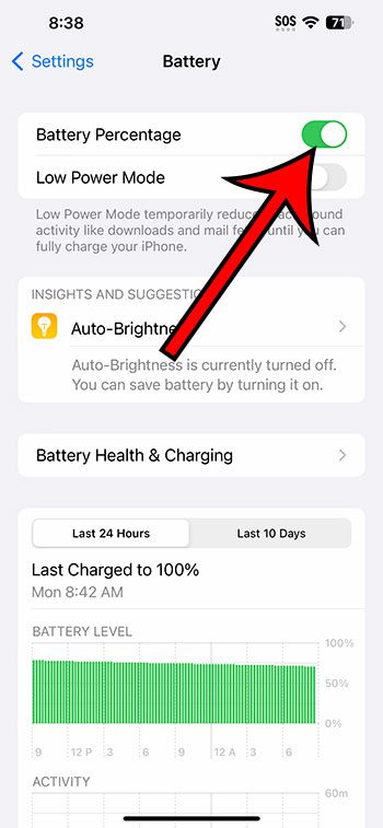 how to show battery percentage on iPhone 14