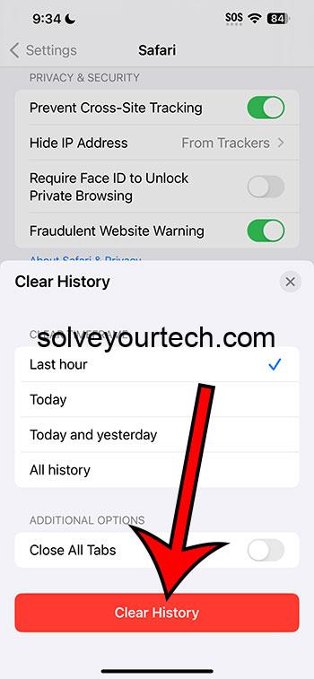 ios 17, как очистить историю Safari на iPhone
